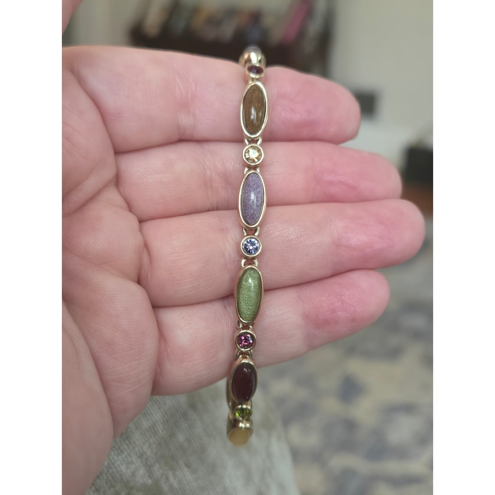 Liz Claiborne Goldtone Vintage Rhinestone Stone Tennis Bracelet - Picture 2 of 9